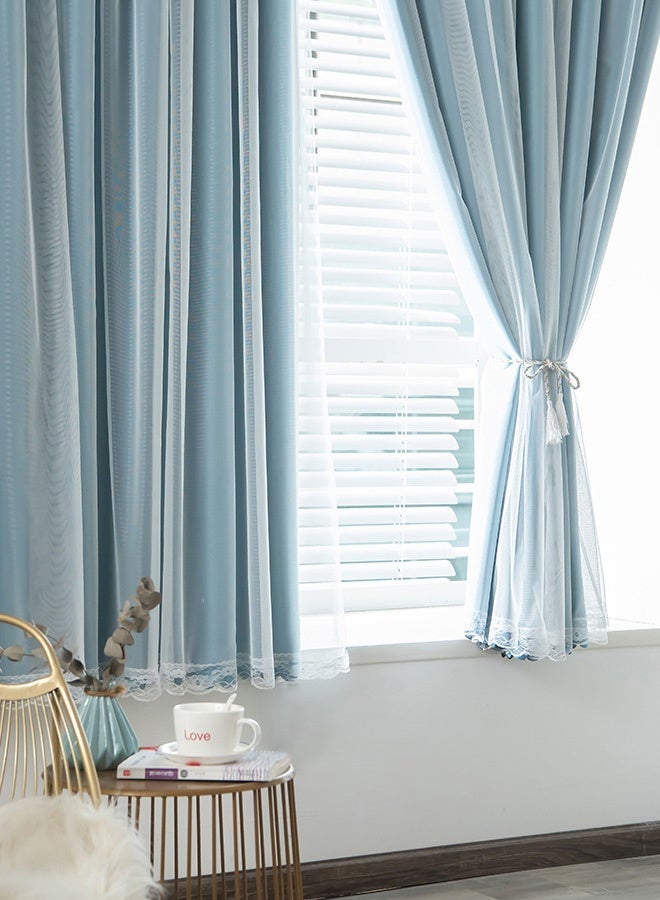 أجريون ستائر فيلكرو مع ستائر شفافة، ستائر بدون حفر، 100% عازلة للضوء، لوح واحد، تناسب نوافذ بعرض 75-100 سم (بيج عرض 150 × ارتفاع 200 سم) - Image 1